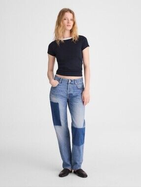 Madewell Light Blue Patchwork Straight Jeans